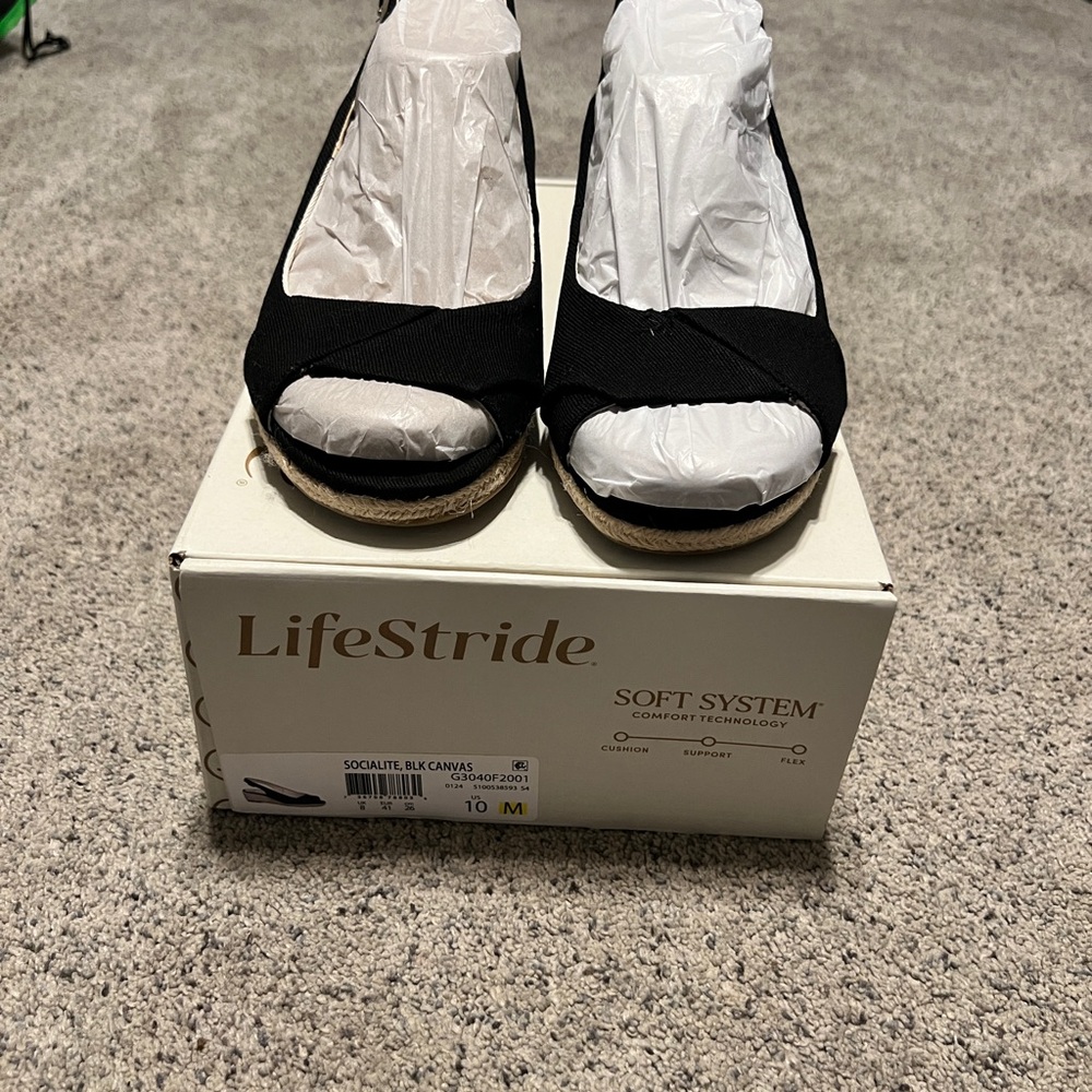 Life Stride Women's Black Espadrille Shoes